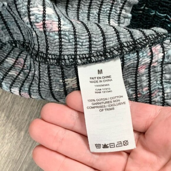 Garage Women’s Floral print Smocked Tube Top Cropped Bandeau Cotton Black Medium - Picture 7 of 13